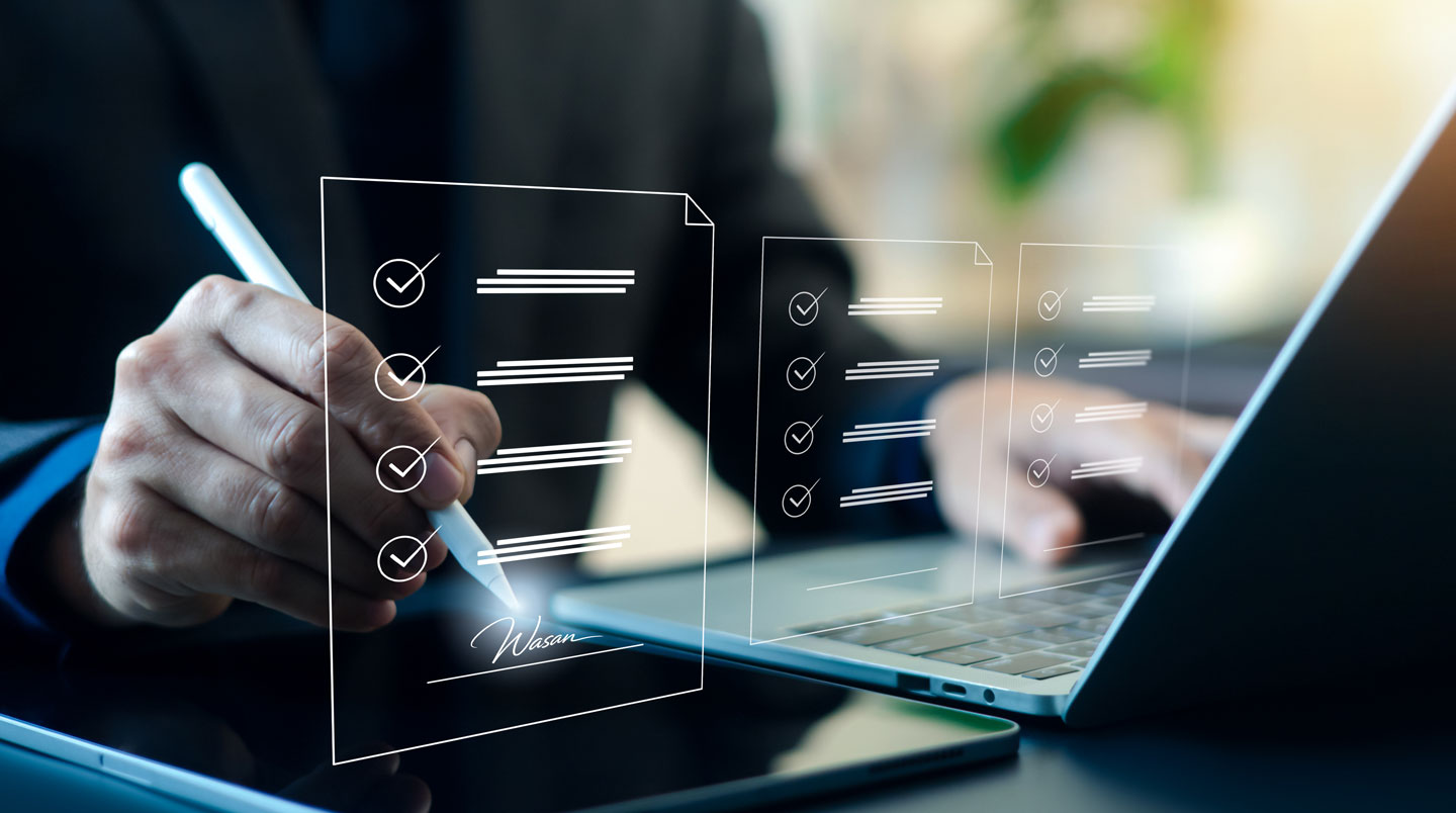 Interface de validation affichant des statuts de société signés électroniquement avec certificat eIDAS sur tablette